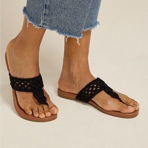 Maurices Raegan Black Crochet Flip Flops/Sandals